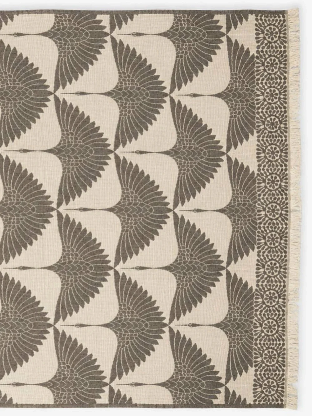 Quilted Throw Blanket Cool Stark Brown + Cream Woven Lightweight NEW